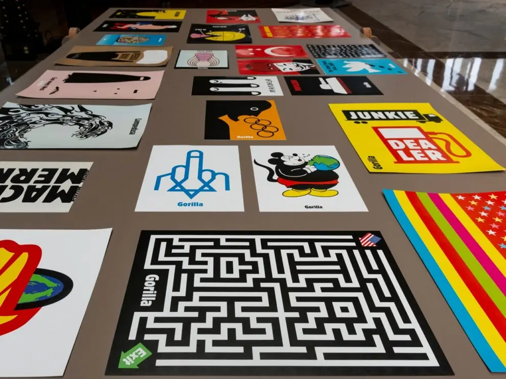 Exhibición de piezas de diseño gráfico presentadas en el Abierto de Diseño CDMX.