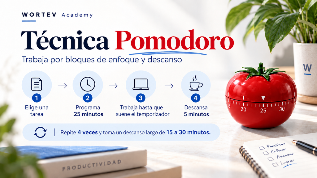 técnica de 4 pasos para trabajar por bloques de enfoque y descanso 